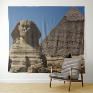 Ägypten Kairo Sphinx Statue Pyramids Szene Hinterg Wandteppich