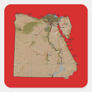 Ägypten-Karten-Aufkleber Quadratischer Aufkleber