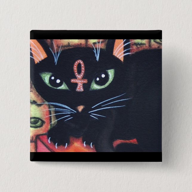 Ägypten-Katze mit Ankh Button (Vorderseite)