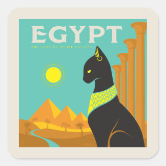 Ägypten | Land der Felinischen Royalität Quadratischer Aufkleber