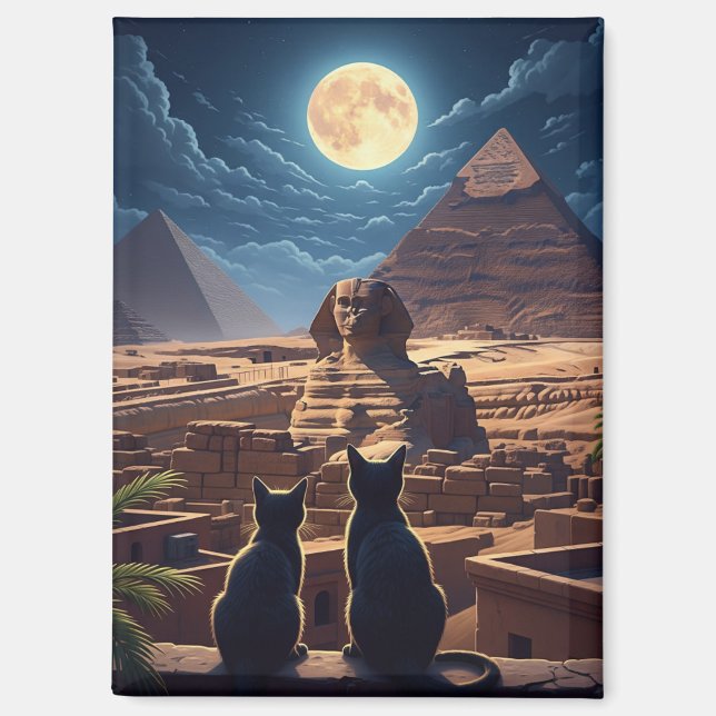 Ägypten Sphinx Pyramiden von Gizeh Katzen Magnet (Vorderseite)