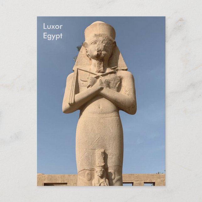 Ägypten, Statue Ramses II in Karnak Temple, Luxor Postkarte (Vorderseite)