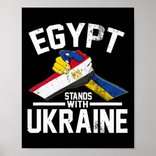 Ägypten steht mit der Ukraine Ukrainische Flagge  Poster