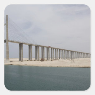 Ägypten, Suezkanal. Friedensbrücke aka Friedensbrü Quadratischer Aufkleber