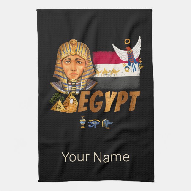 Ägypten Vintage Pharao-Flagge und Pyramiden Souven Geschirrtuch (Vertikal)