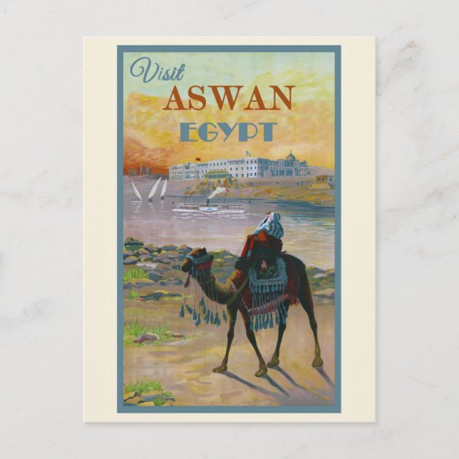 Ägypten Vintager Besuch Aswan Travel Postkarte (Vorderseite)