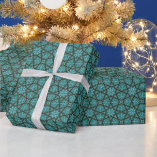 Ägyptisch arabisch geometrisch in Vintag blau und  Geschenkpapier