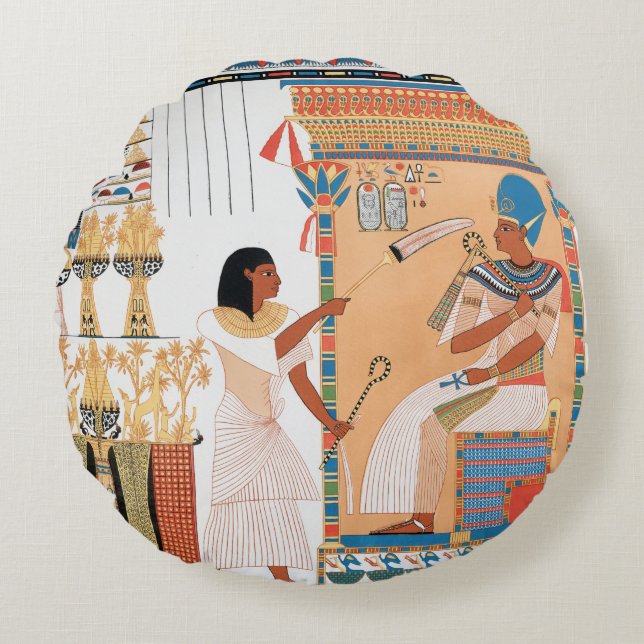 Ägyptisch Royal Design Round Pillow Rundes Kissen (Vorderseite)