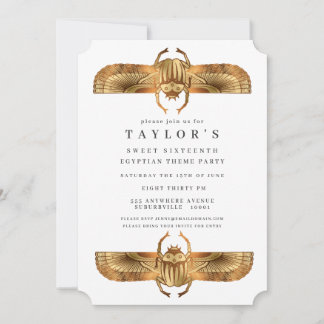 Ägyptische Ägyptische Gold-Scarab Geburtstagsparte Einladung