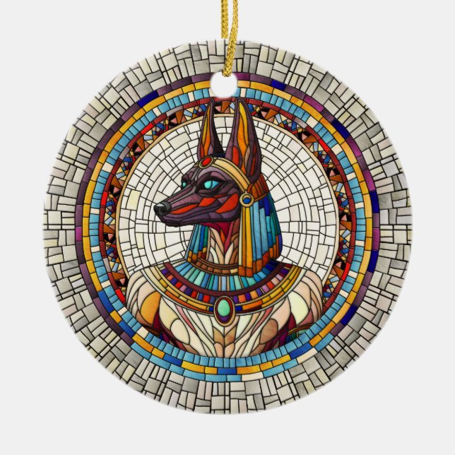 Ägyptische Anubis - Mosaikkunst Keramik Ornament (Vorne)