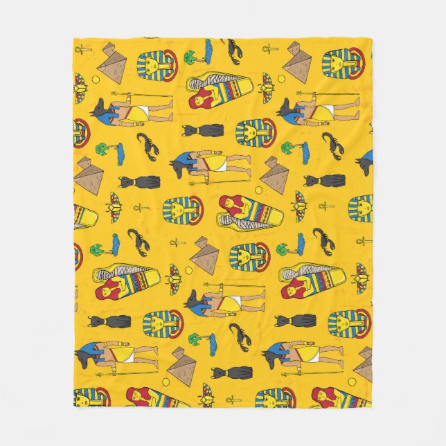 Ägyptische Elemente, Anubis, Pyramidenmuster. Fleecedecke (Vorderseite)