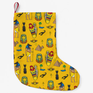 Ägyptische Elemente, Anubis, Pyramidenmuster. Kleiner Weihnachtsstrumpf