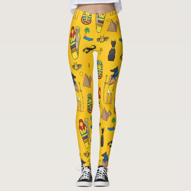 Ägyptische Elemente, Anubis, Pyramidenmuster. Leggings (Vorderseite)