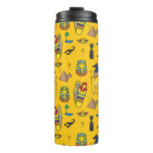 Ägyptische Elemente, Anubis, Pyramidenmuster. Thermosbecher