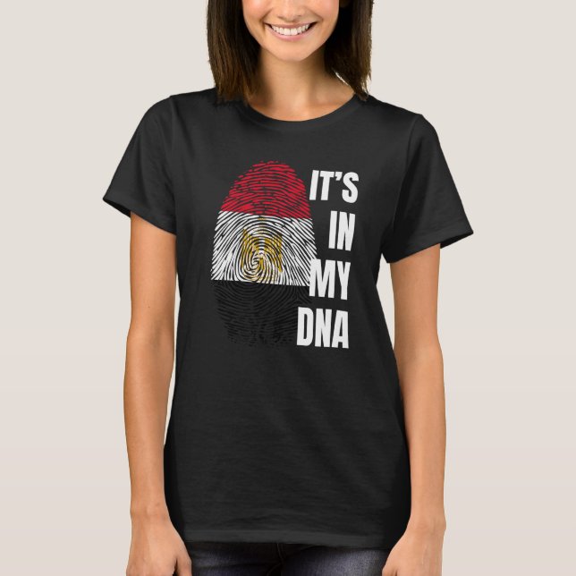 Ägyptische Flagge DNA Fingerprint Schwarze Geschic T-Shirt (Vorderseite)