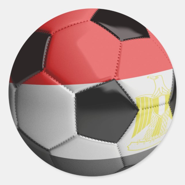 Ägyptische Flagge Fußball-Ball Runder Aufkleber (Vorderseite)