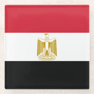 Ägyptische Flagge Glasuntersetzer