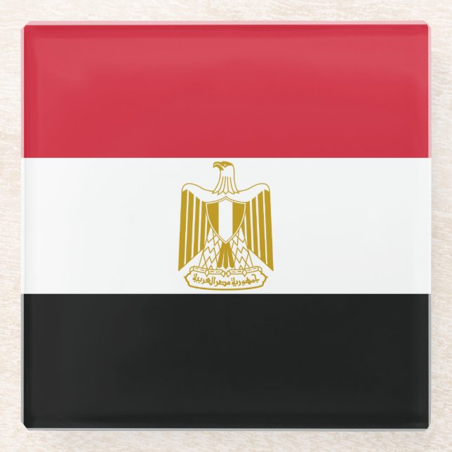 Ägyptische Flagge Glasuntersetzer (Vorderseite)