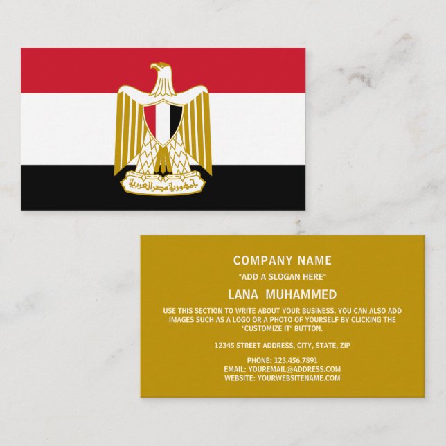 Ägyptische Flagge und Wappen, Flagge Ägyptens Visitenkarte (Vorne/Hinten)