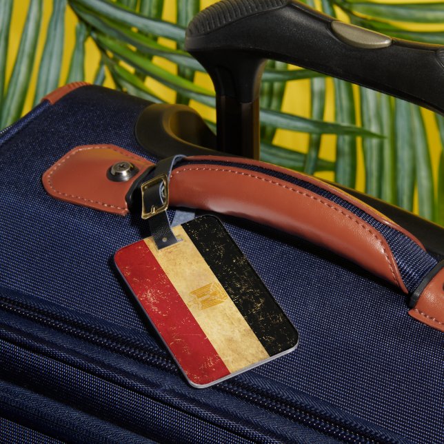 Ägyptische Flagge Vintag Grunge Gepäckanhänger (Vorderseite Insitu 1)