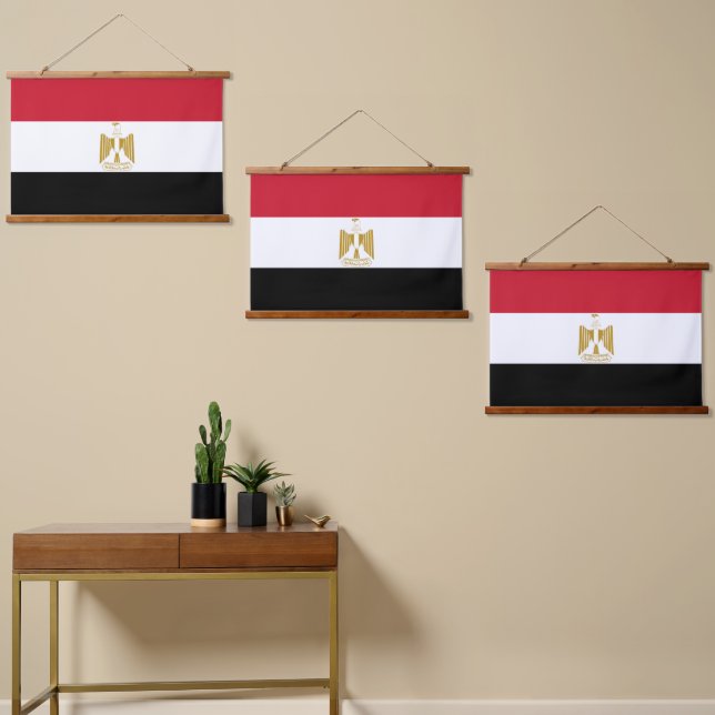 Ägyptische Flagge Wandteppich Mit Holzrahmen (Asymmetrisch)