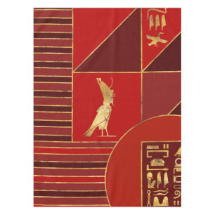 Ägyptische Geometrie Art Deco Rot und Gold Tischdecke