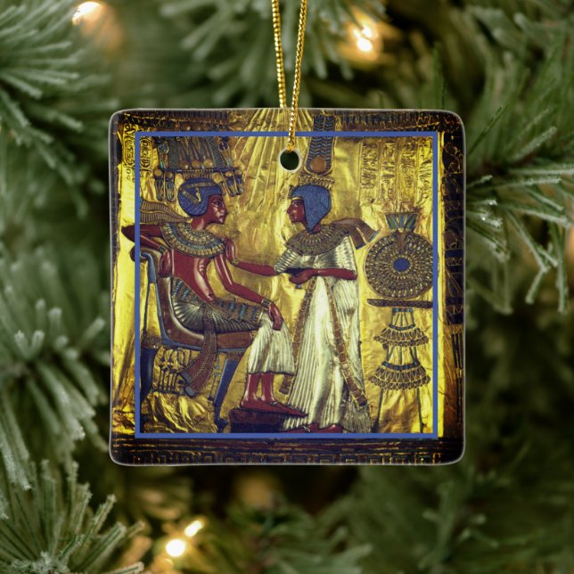 Ägyptische Goldene Figuren auf einer Keramik Keramikornament (Baum)