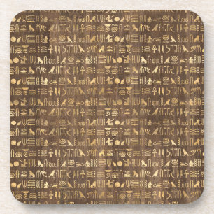 Ägyptische Goldene Hieroglyphen auf Brown Getränkeuntersetzer