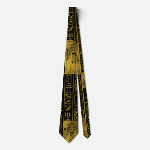 Ägyptische Goldhieroglyphen- und -symbolcollage Krawatte
