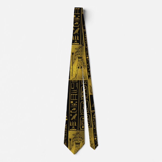Ägyptische Goldhieroglyphen- und -symbolcollage Krawatte (Vorderseite)