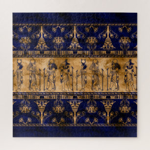 Ägyptische Götter und Ziergrenze - blaues Gold