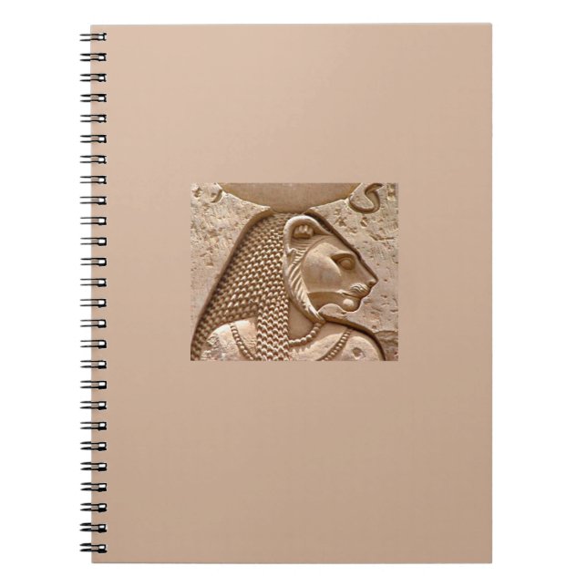 Ägyptische Gottheit Sekhmet gewundenes Notizbuch Notizblock (Vorderseite)