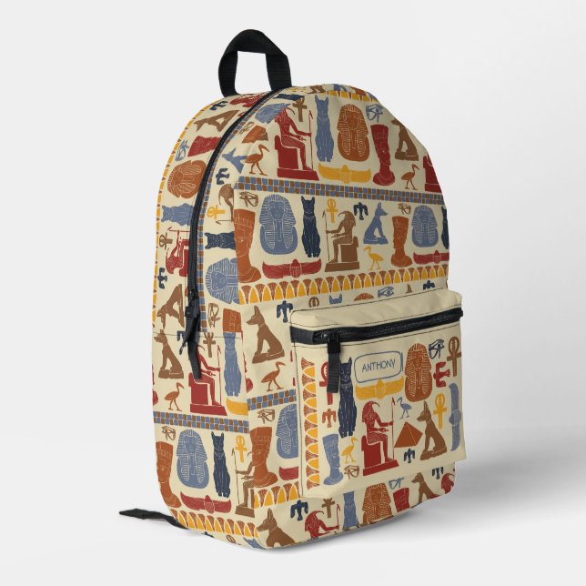 Ägyptische Grafik-Collage aus dem alten Ägypten Bedruckter Rucksack (Rückseitige Ecke links)