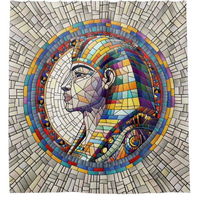 Ägyptische Große Sphinx - Mosaikkunst Duschvorhang (Vorderseite)