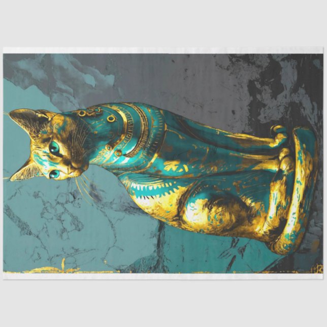 Ägyptische Grüne Goldkatze Seidenpapier (Vorderseite)