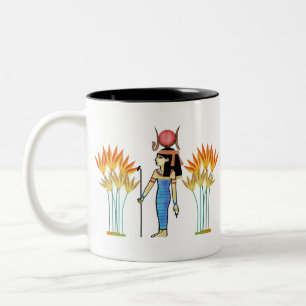 Ägyptische Hathorgöttin der Liebe Ägyptische Kunst Zweifarbige Tasse