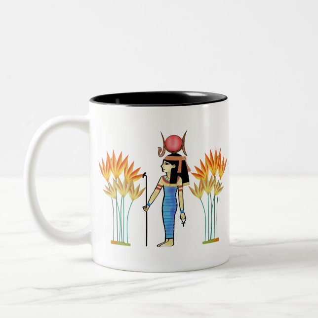 Ägyptische Hathorgöttin der Liebe Ägyptische Kunst Zweifarbige Tasse (Links)