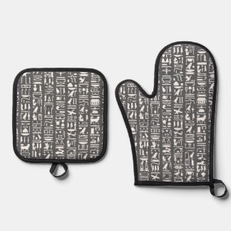 Ägyptische Hieroglyphe Ofenhandschuh & Topflappen-Set