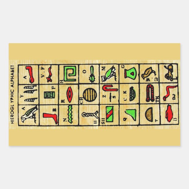 Ägyptische Hieroglyphen, Alphabetische Symbole Rechteckiger Aufkleber (Vorderseite)