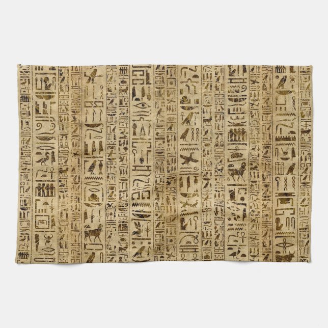 Ägyptische Hieroglyphen auf Papyrus Geschirrtuch (Horizontal)