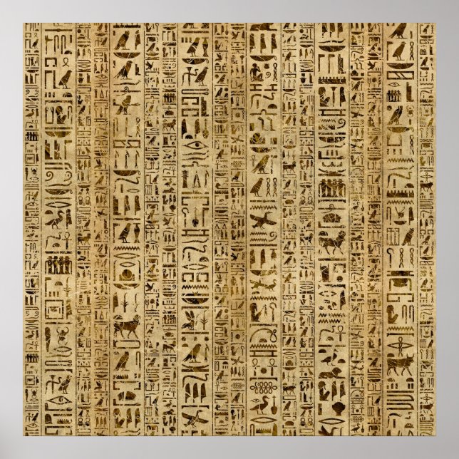 Ägyptische Hieroglyphen auf Papyrus Poster (Vorne)