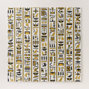 Ägyptische Hieroglyphen: Gelb-Schwarz Nahtlos.
