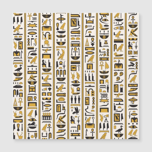 Ägyptische Hieroglyphen: Gelb-Schwarz Nahtlos. Magnetkarte (Vorderseite)