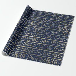 Ägyptische Hieroglyphen Gold Blue Navy Pharaohs Geschenkpapier