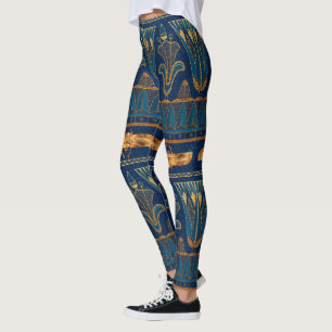 Ägyptische Hieroglyphen Goldbeetles Goldener Glit Leggings