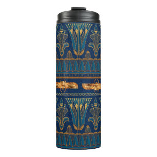 Ägyptische Hieroglyphen Goldbeetles Goldener Glit Thermosbecher