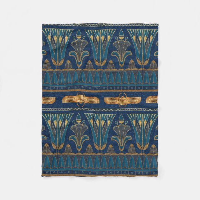 Ägyptische Hieroglyphen Goldbeetles Goldener Glitz Fleecedecke (Vorderseite)