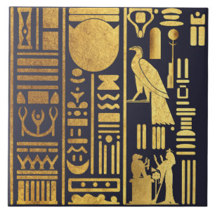Ägyptische Hieroglyphen-Goldfolie Fliese