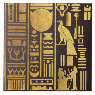 Ägyptische Hieroglyphen-Goldfolie Fliese