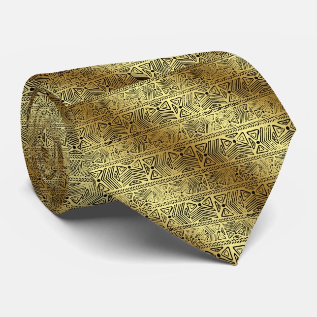 Ägyptische Hieroglyphen-Goldschwarz-Krawatte Krawatte (Gerollt)